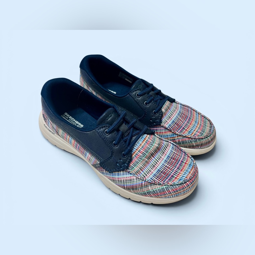 Skechers On-The-Go Flex Palmera Multi-Color Plaid Loafers, size 7.5
